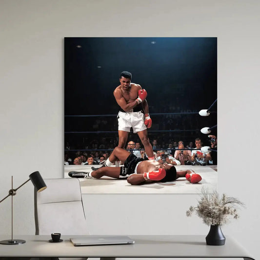 Muhammad Ali Knocks Down Sonny Liston – Iconic 1965 Boxing Canvas Wall Art