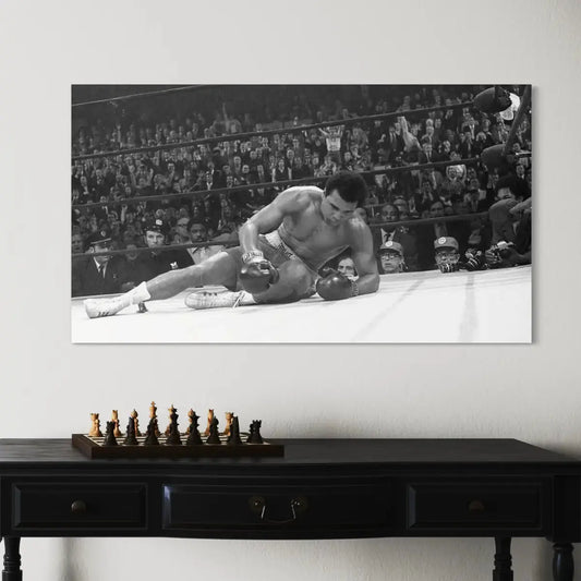 Muhammad Ali Knockdown – Rise Again Black & White Canvas