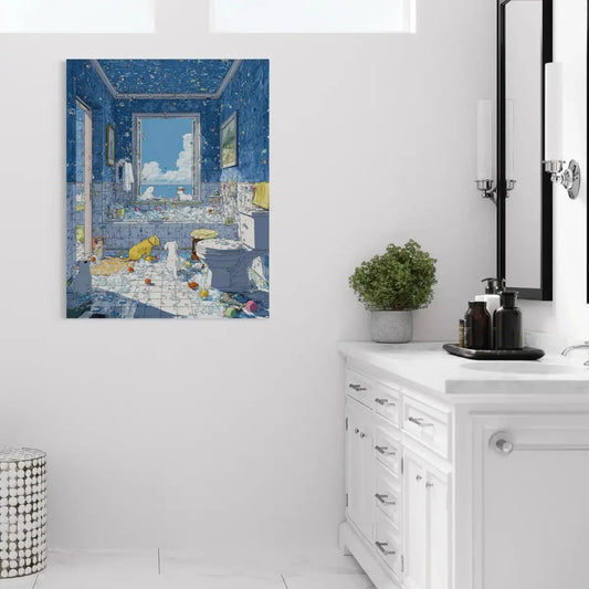 Funny Bathroom Wall Art – Dogs in Bubble Bath Canvas Masterpeacewall