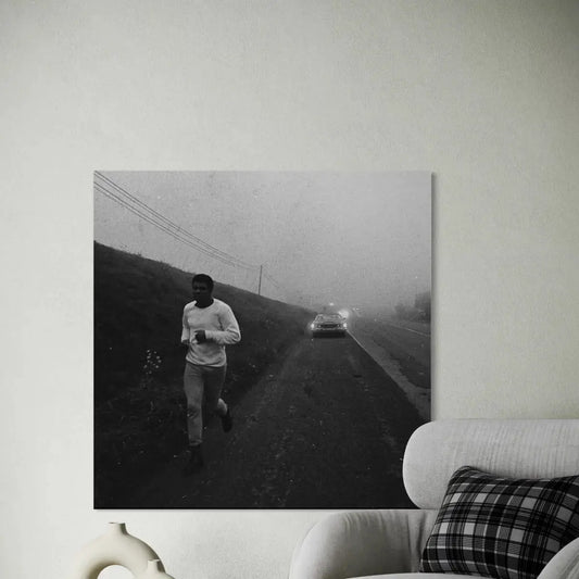 Muhammad Ali Morning Roadwork – Black & White Training Canvas Wall Art