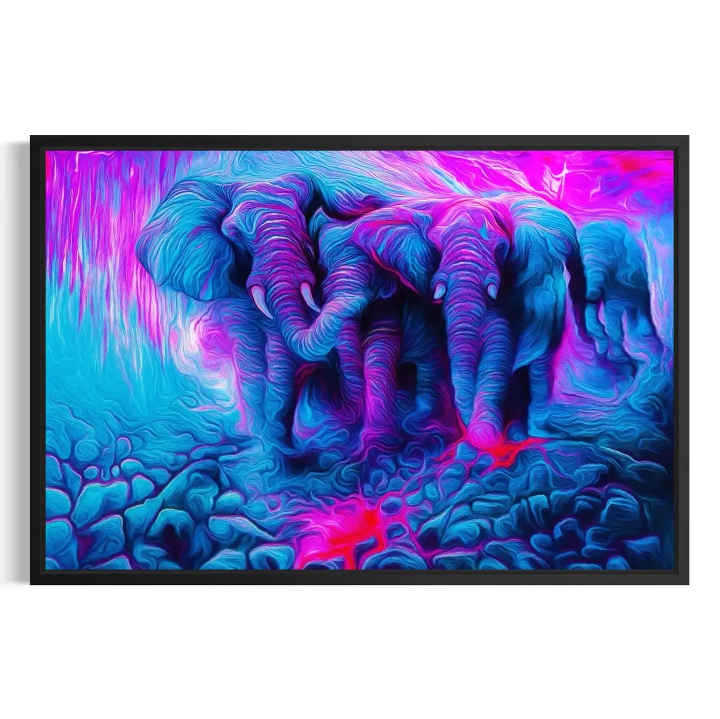 Psychedelic Elephants Canvas