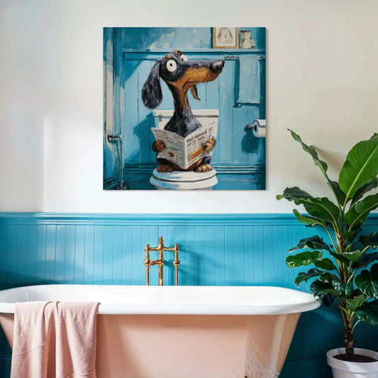 Dachshund Bathroom Wall Art – Funny Dog Canvas