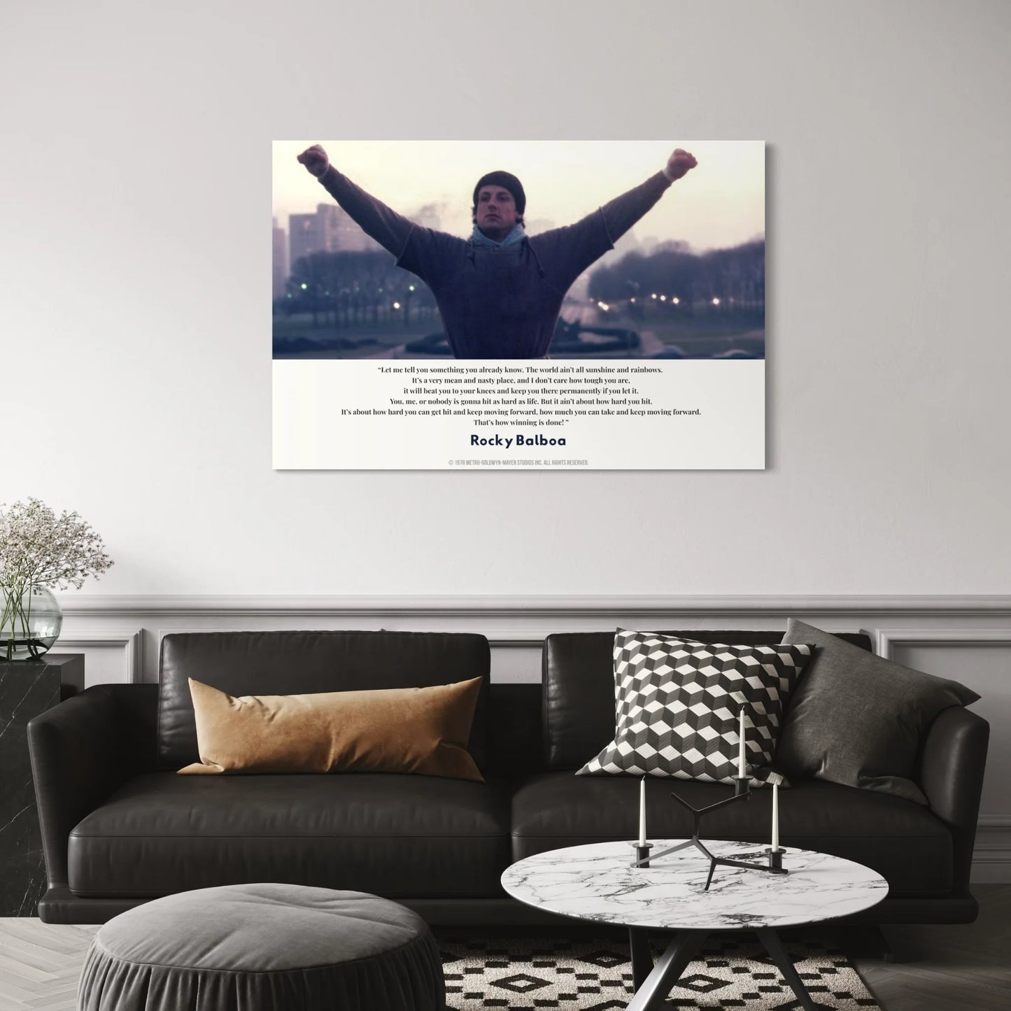 Rocky Balboa wall art featuring the quote
