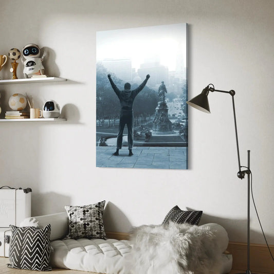 Living room with Rocky Balboa Steps Wall Art