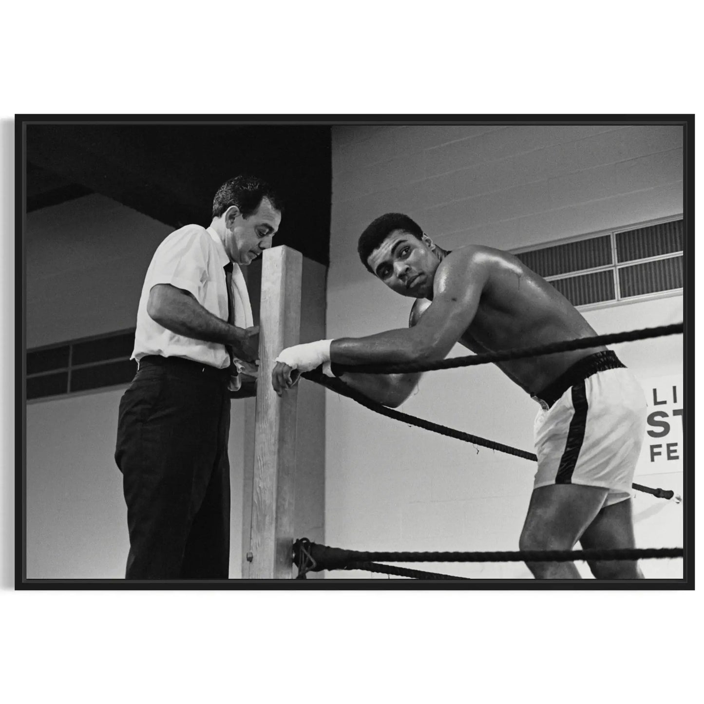 Muhammad Ali Boxing Ring – Black and White Canvas Wall Art