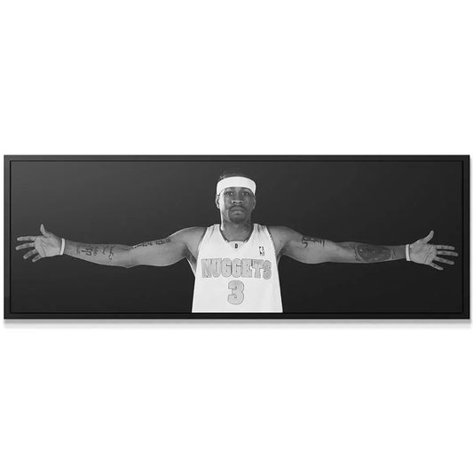 Detail close-up capturing the intensity of Allen Iverson - #4's facial expression and headband.