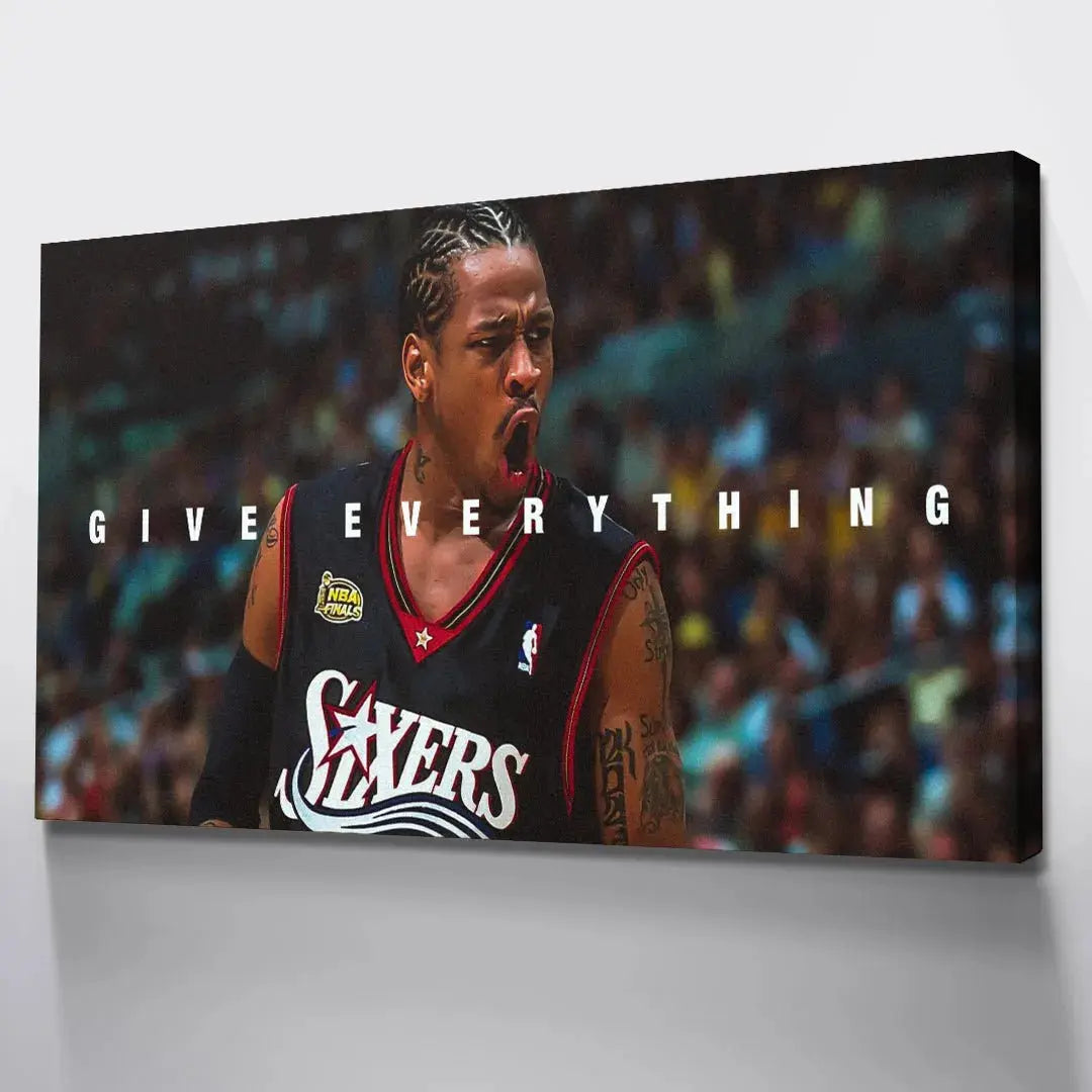 Front view of AI yelling during the NBA Finals depicted in Allen Iverson - Give Everything print.