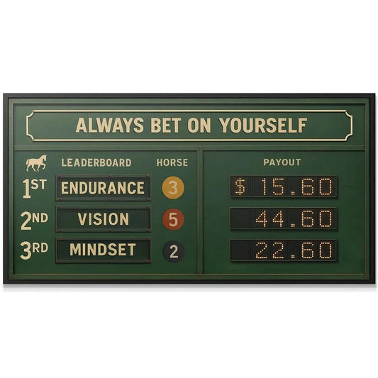 Close-up detail of the 'Endurance' entry on the motivational leaderboard, reminding us to Always Bet on Yourself.