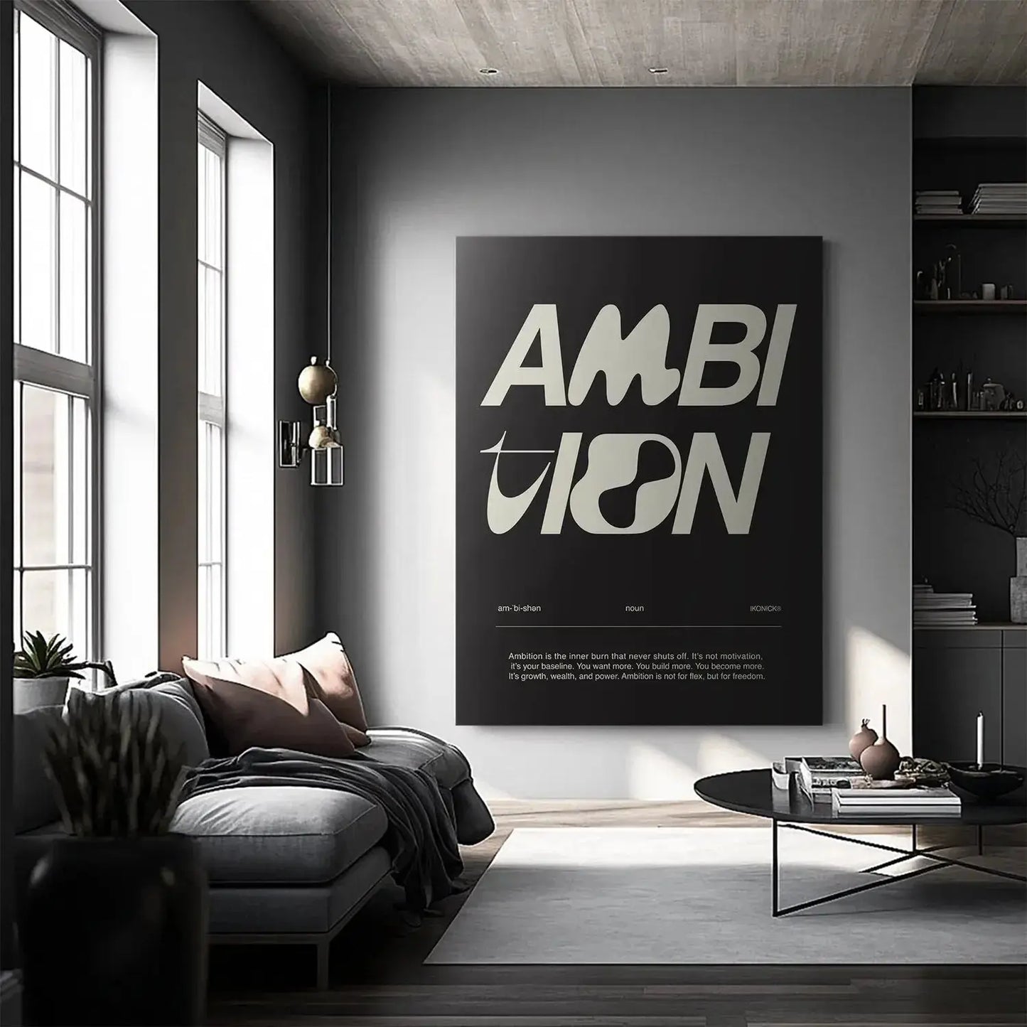 Texture simulation of the premium matte finish print for the Ambition Definition - Dark piece.