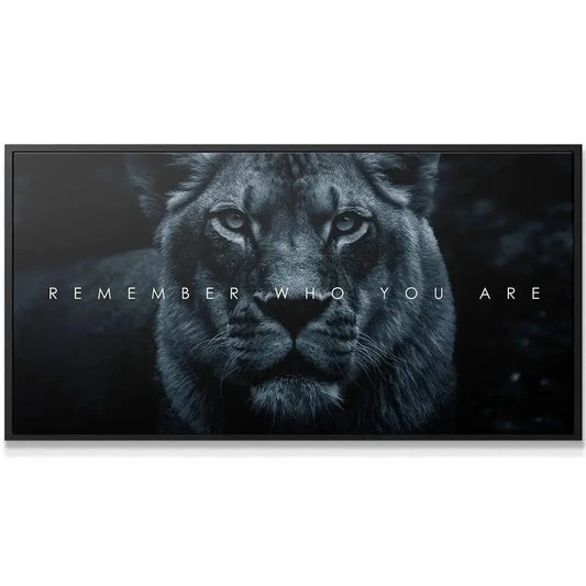 Close-up detail showing the sharp eyes and fur texture of the artwork Chris Henry - Remember Who You Are.