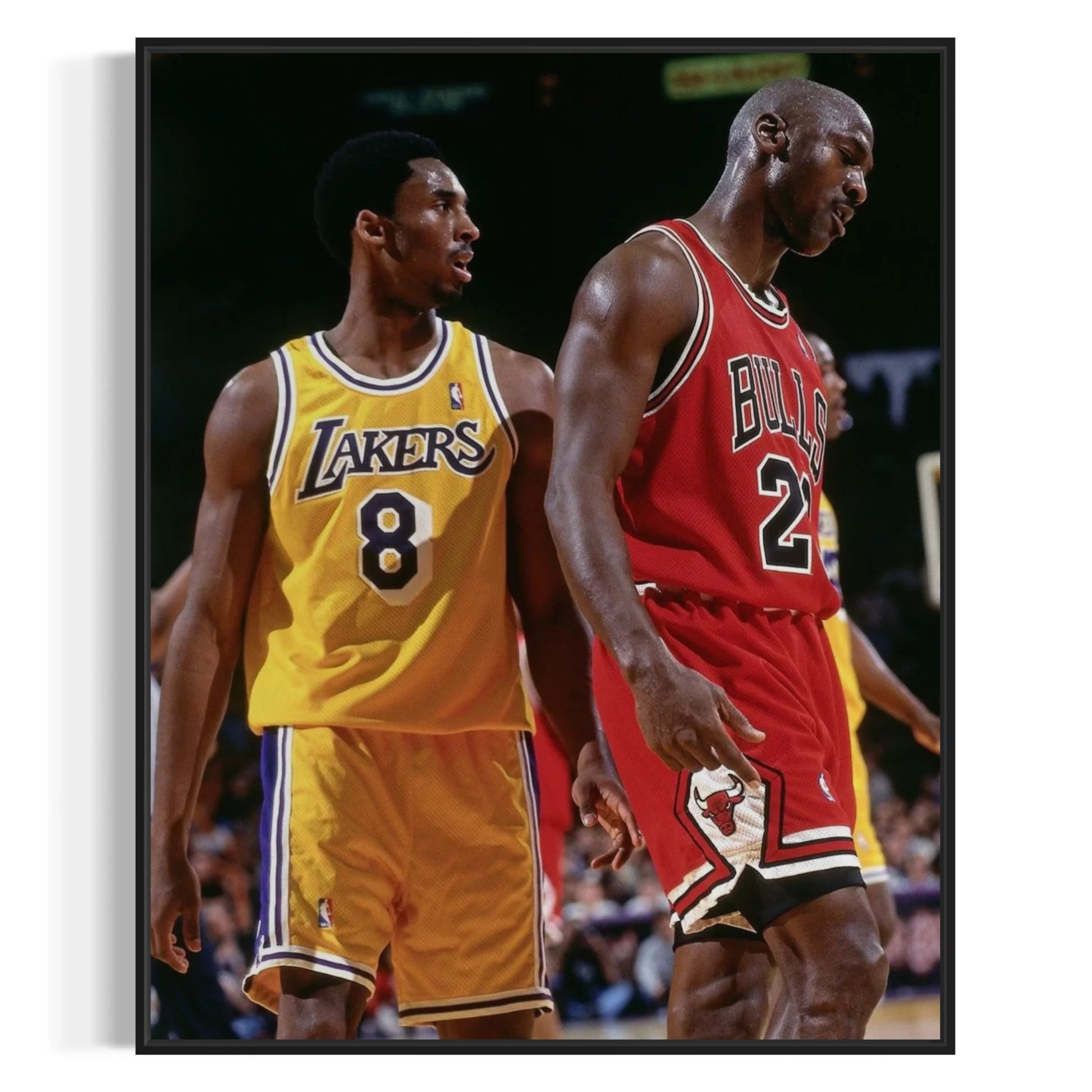 Kobe Bryant vs Michael Jordan basketball canvas – iconic Lakers vs Bulls artwork