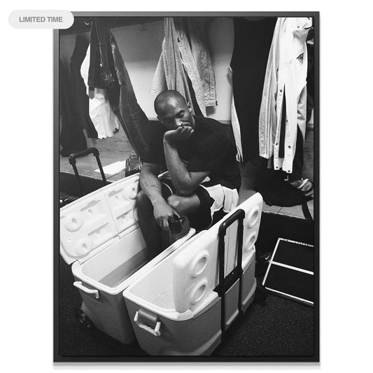 Close-up texture detail of the water and plastic coolers in the 'Kobe Bryant - On Ice' print.