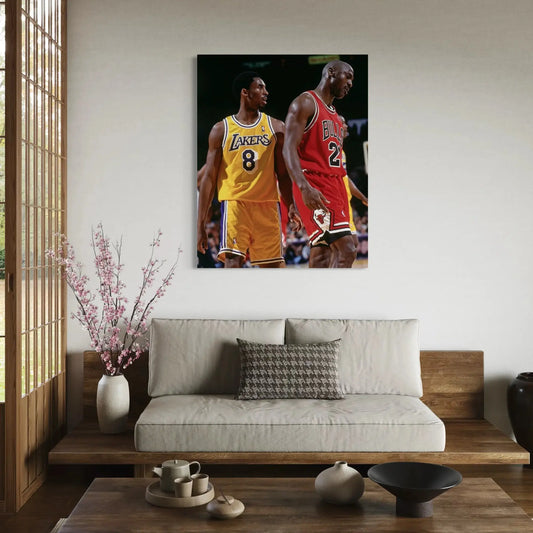 Iconic Kobe Bryant and Michael Jordan wall decor – timeless tribute to NBA greatness