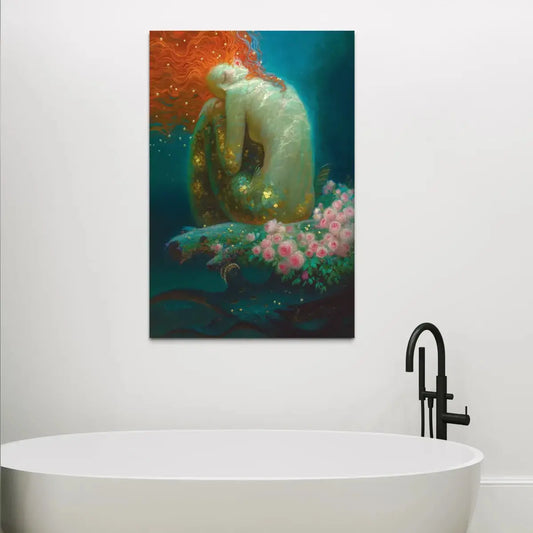 Golden Mermaid Dreams – Fantasy Mermaid Wall Art