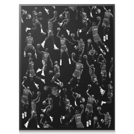 Full overhead perspective of the graphic design detailing all figures in Michael Jordan - Infinity.