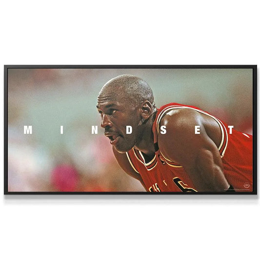 Side-view canvas print featuring Michael Jordan in the red Bulls jersey, symbolizing the Michael Jordan - Mindset.
