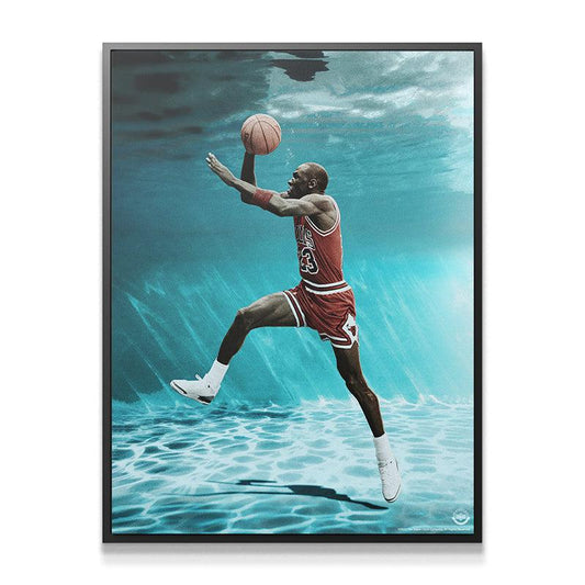 Michael Jordan - Under Water - Premium NBA Basketball Canvas Wall Art by MasterPeaceWall