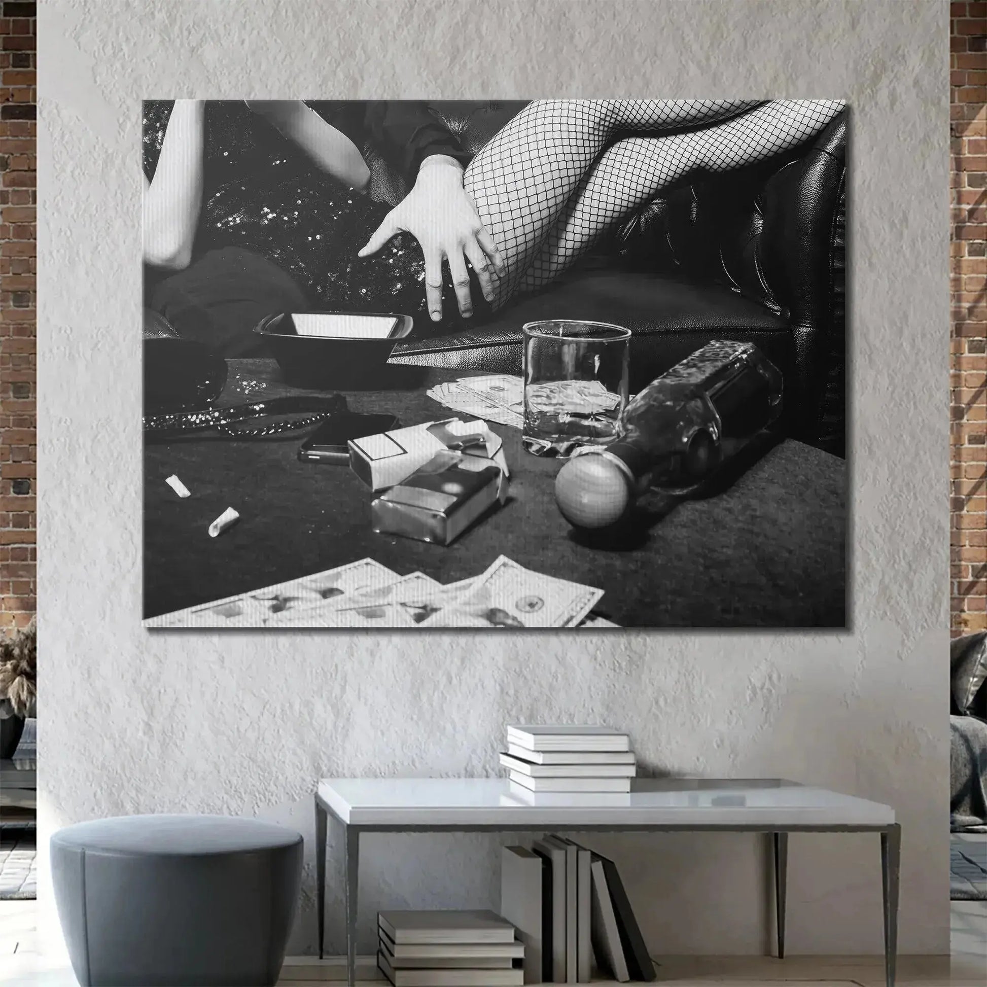 The hand resting on the sequined dress surface, highlighted in the dramatic '3am Print' photograph.