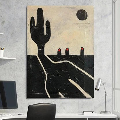 Angular shot showing the path of the white lines crossing the dark terrain in the '3Nuns' piece.