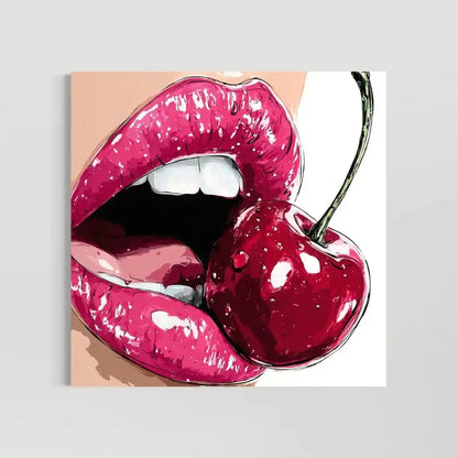 Cherry Lips Wall Art – Pop Art Red Lips Canvas Print