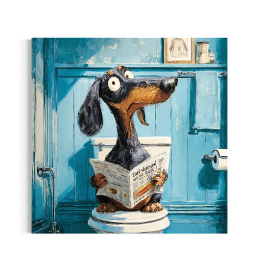 Dachshund Bathroom Wall Art – Funny Dog Canvas