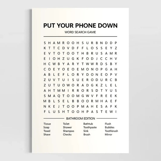 Put Your Phone Down – Funny Bathroom Word Search Canvas