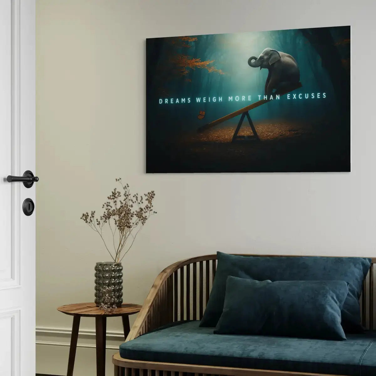 Elephant Canvas Wall Art – Dreams Weigh More Than Excuses