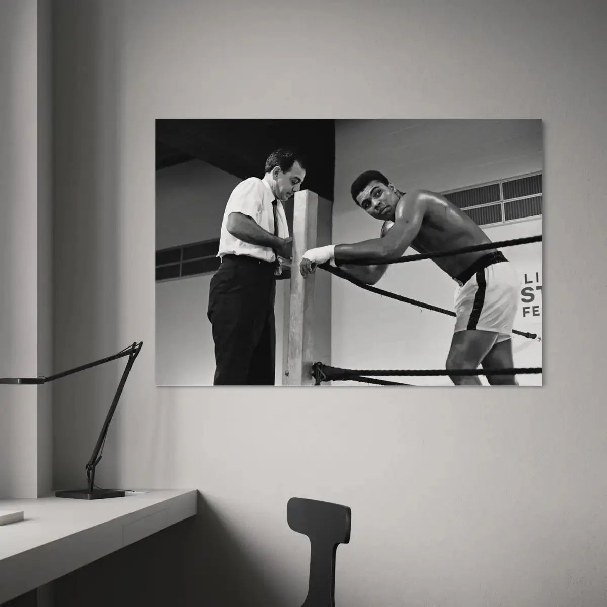 Muhammad Ali Boxing Ring Canvas – Black and White Canvas Wall Art Masterpeacewall