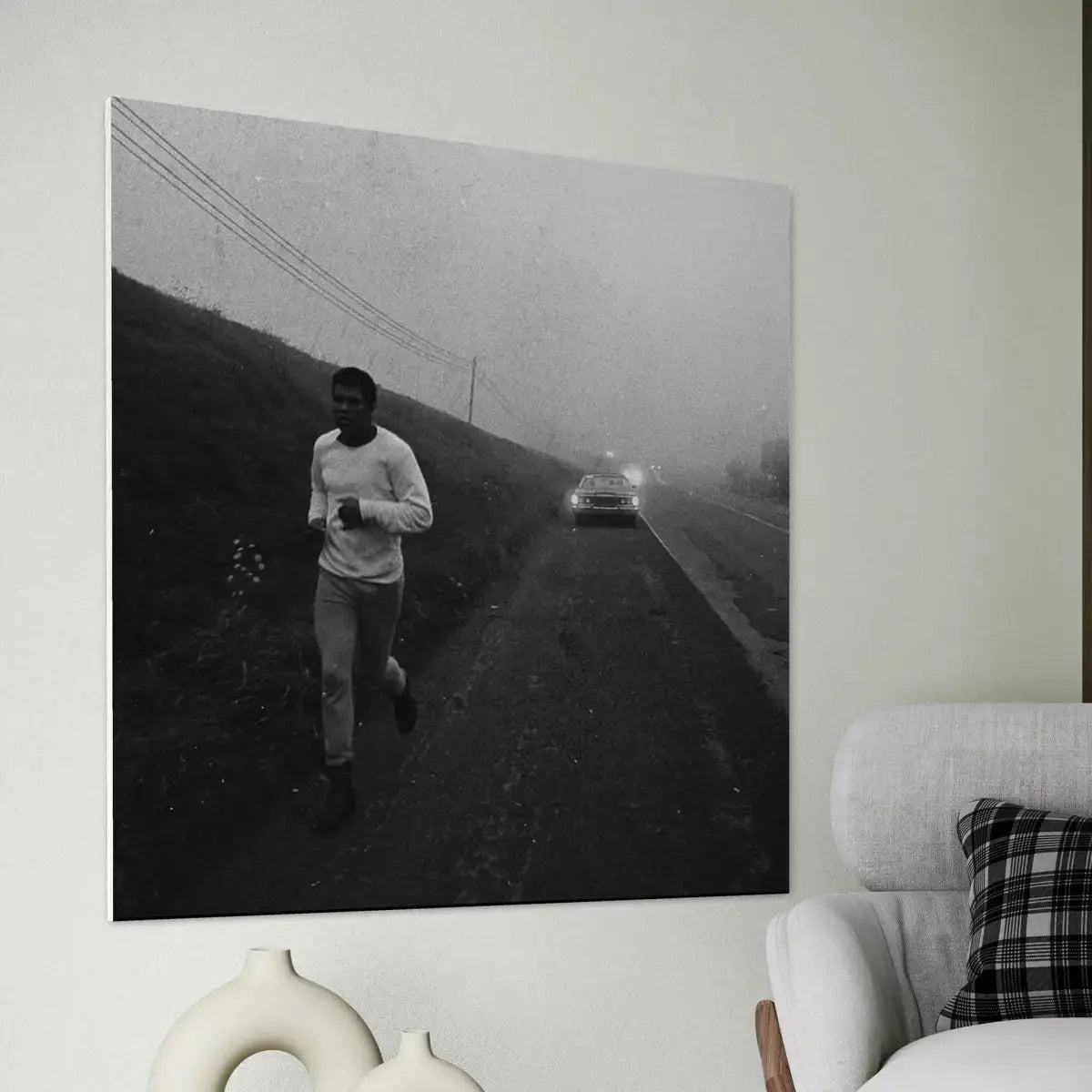 Muhammad Ali Morning Roadwork – Black & White Training Canvas Wall Art