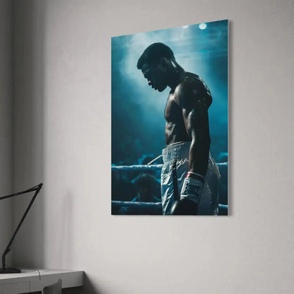 Shadow of the Champion – Motivational Boxer Silhouette Canvas Wall Art