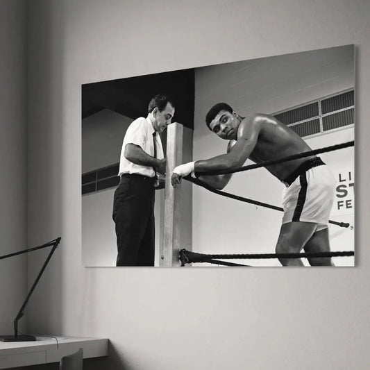 Muhammad Ali Boxing Ring Canvas – Black and White Canvas Wall Art Masterpeacewall