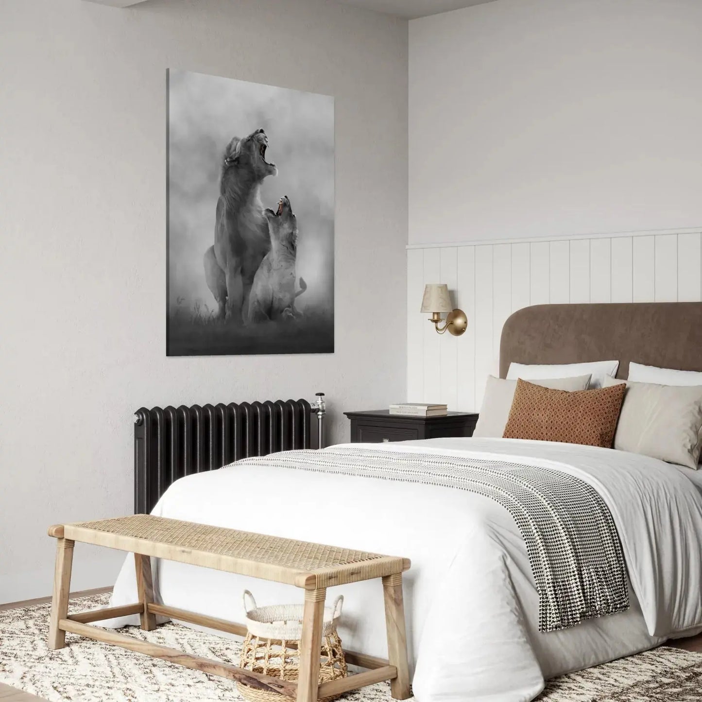 Lion Roar – Powerful Black and White Canvas Wall Art