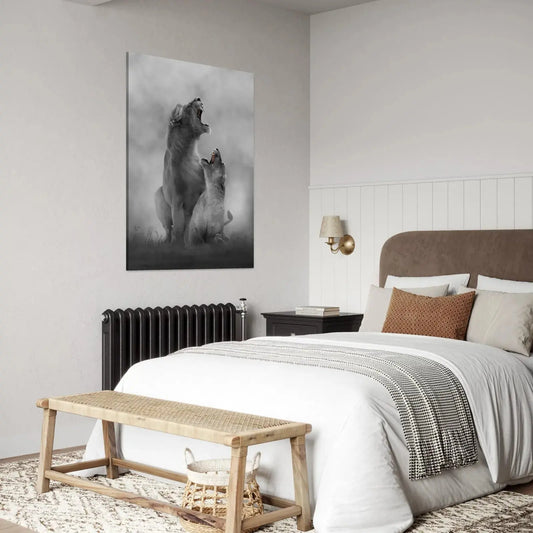 Lion Roar – Powerful Black and White Canvas Wall Art