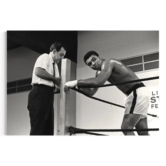 Muhammad Ali Boxing Ring – Black and White Canvas Wall Art