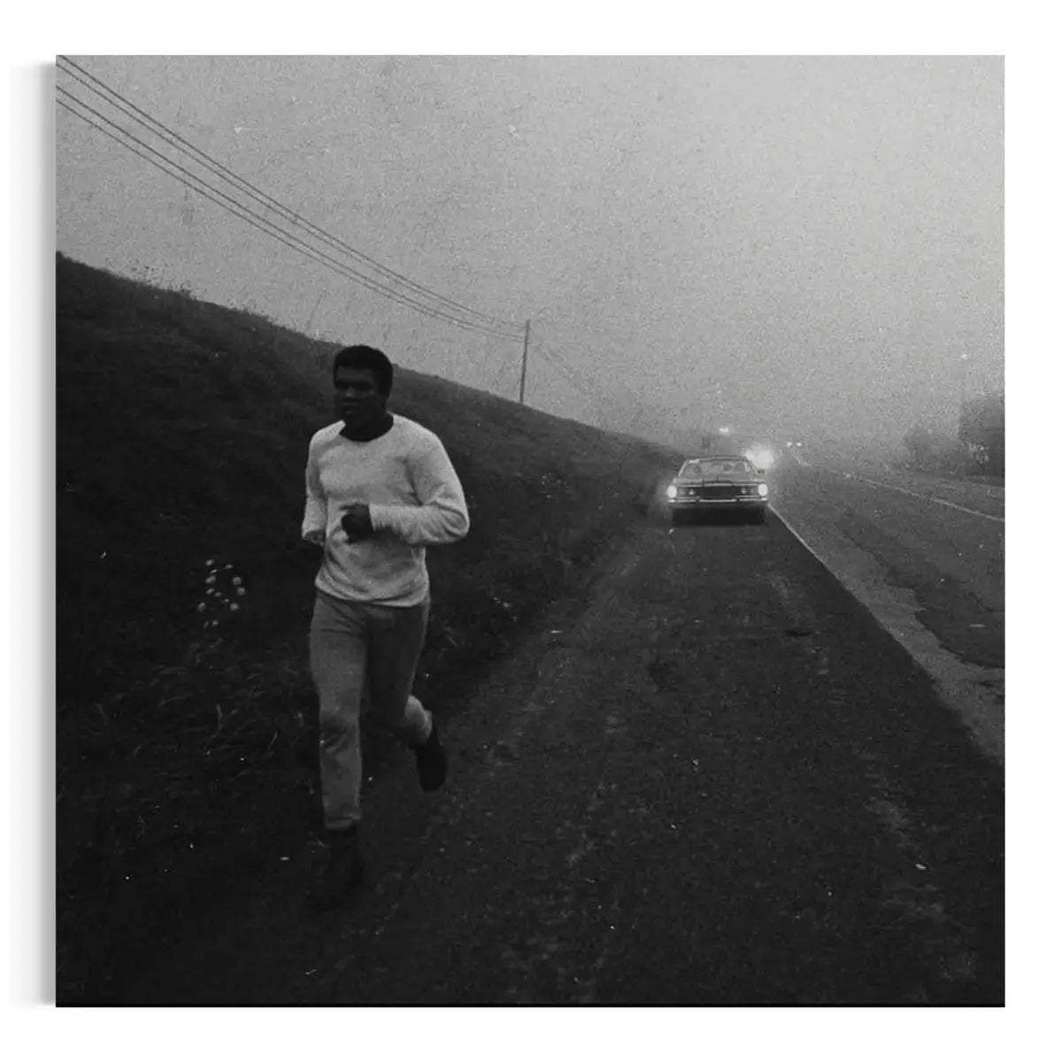 Muhammad Ali Morning Roadwork – Black & White Training Canvas Wall Art