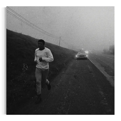 Muhammad Ali Morning Roadwork – Black & White Training Canvas Wall Art