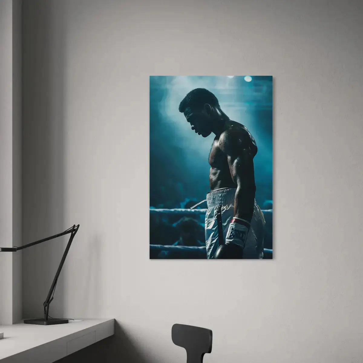 Shadow of the Champion – Motivational Boxer Silhouette Canvas Wall Art