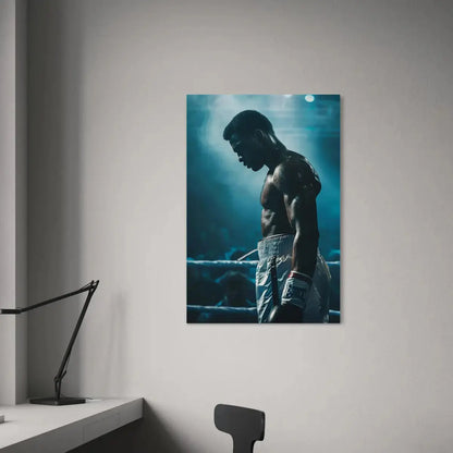 Shadow of the Champion – Motivational Boxer Silhouette Canvas Wall Art