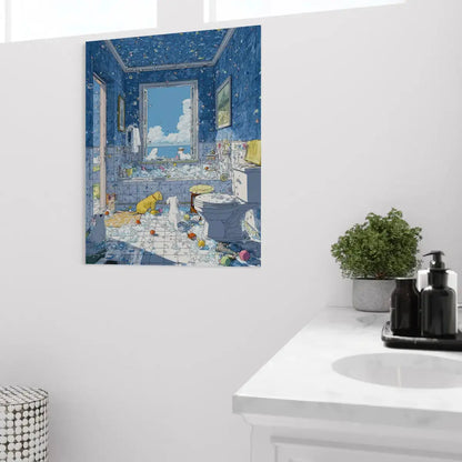 Funny Bathroom Wall Art – Dogs in Bubble Bath Canvas Masterpeacewall