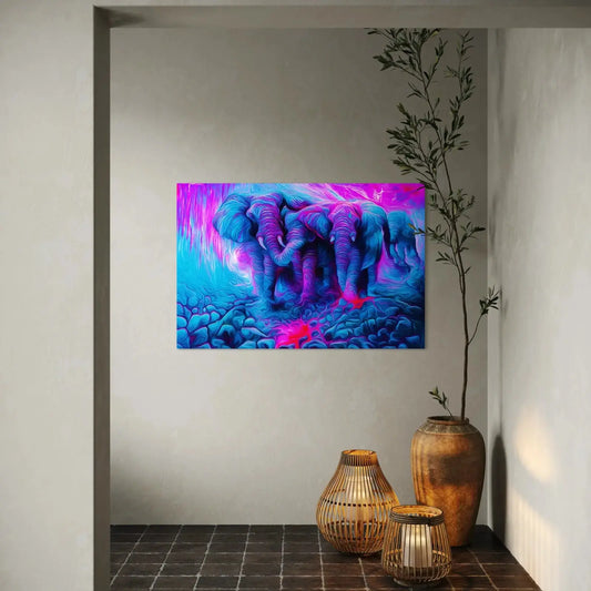 Psychedelic Elephants Canvas Print