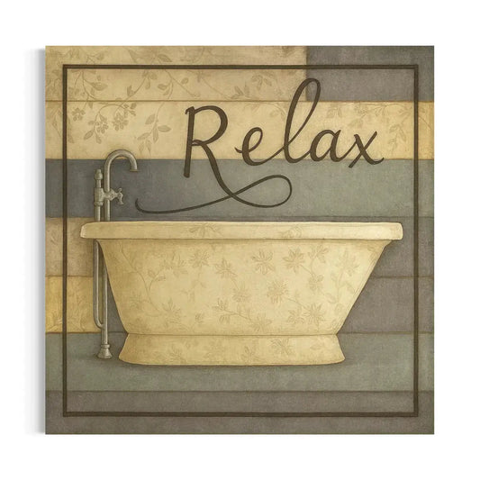 Vintage Bathtub Wall Art – Relax Bathroom Canvas Print