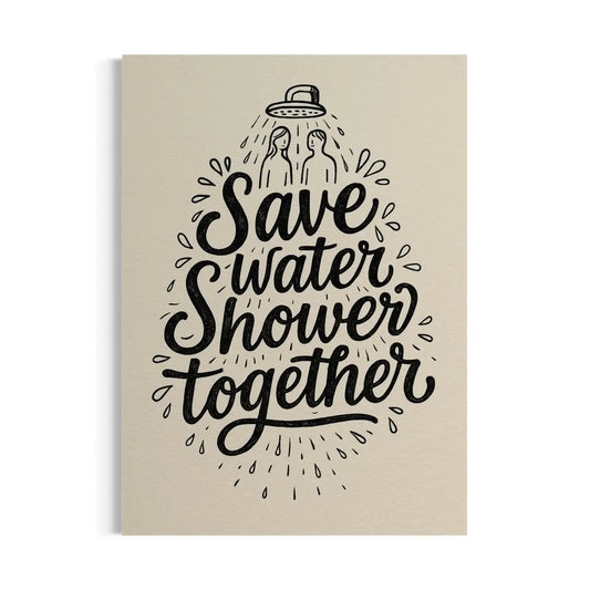 Save Water, Shower Together – Bathroom Wall Art Quotes Canvas