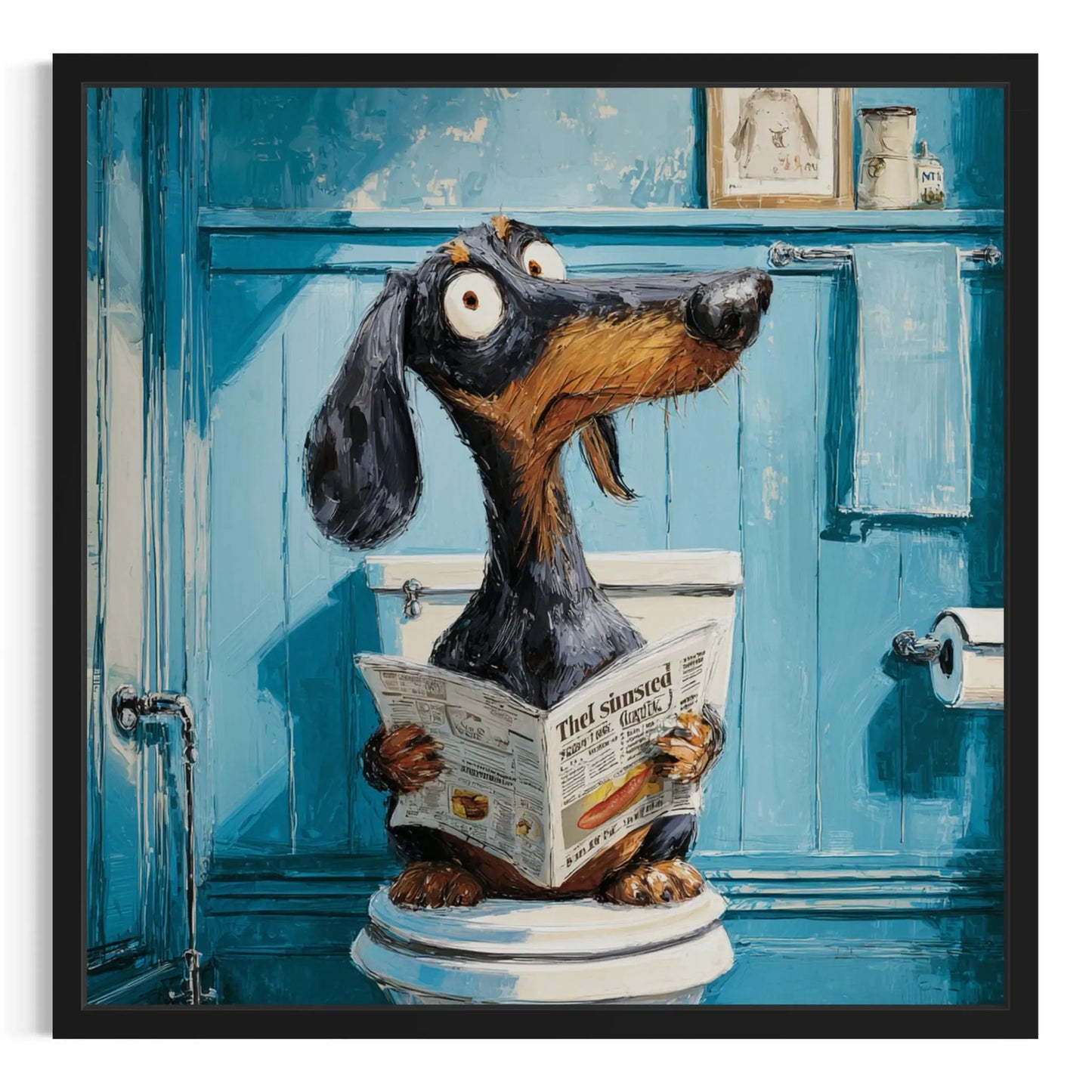 Dachshund Bathroom Wall Art – Funny Dog Canvas Masterpeacewall