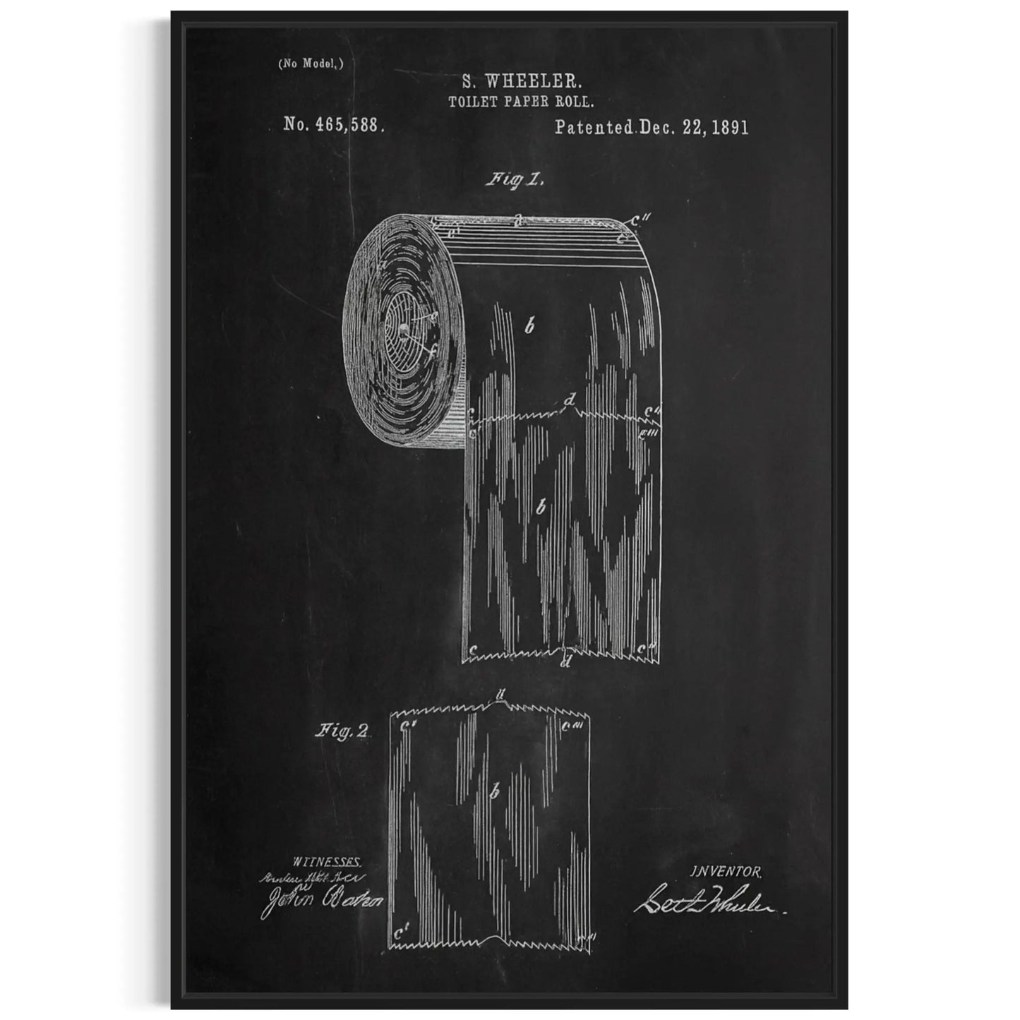 Toilet Paper Roll Patent Canvas – Vintage Blueprint Wall Art