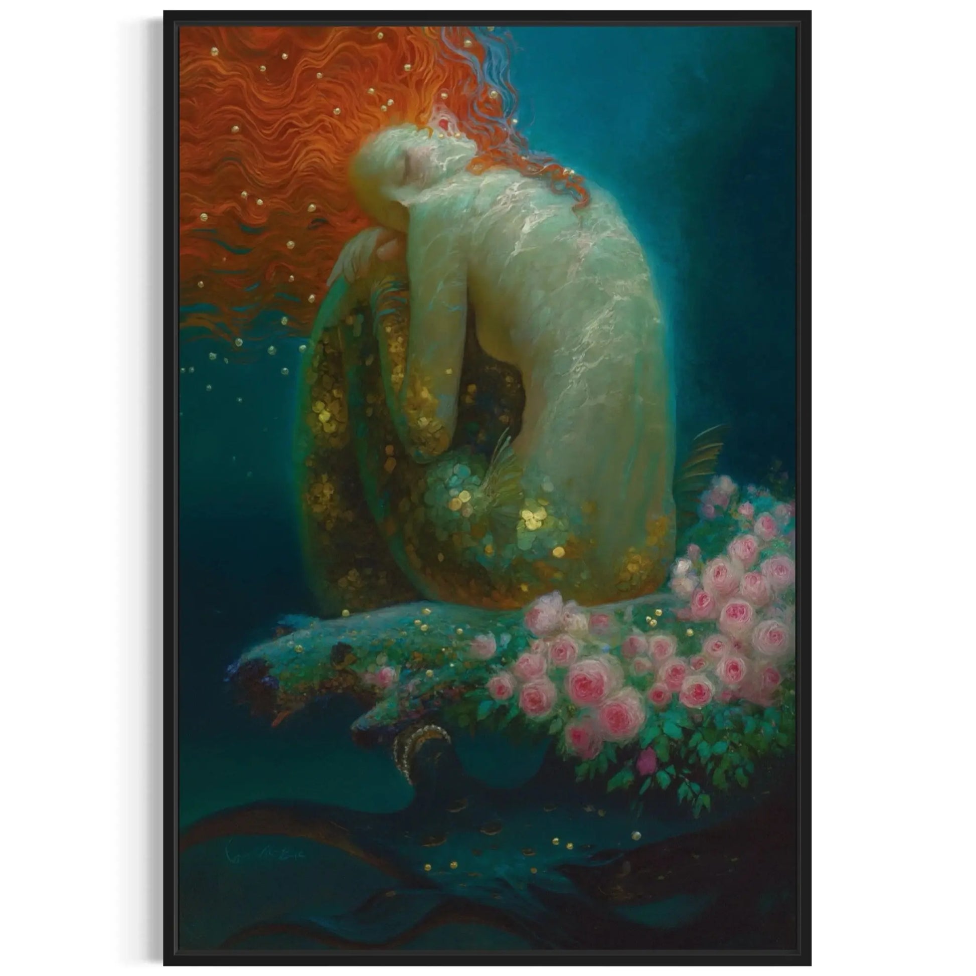 Golden Mermaid Dreams – Fantasy Mermaid Wall Art