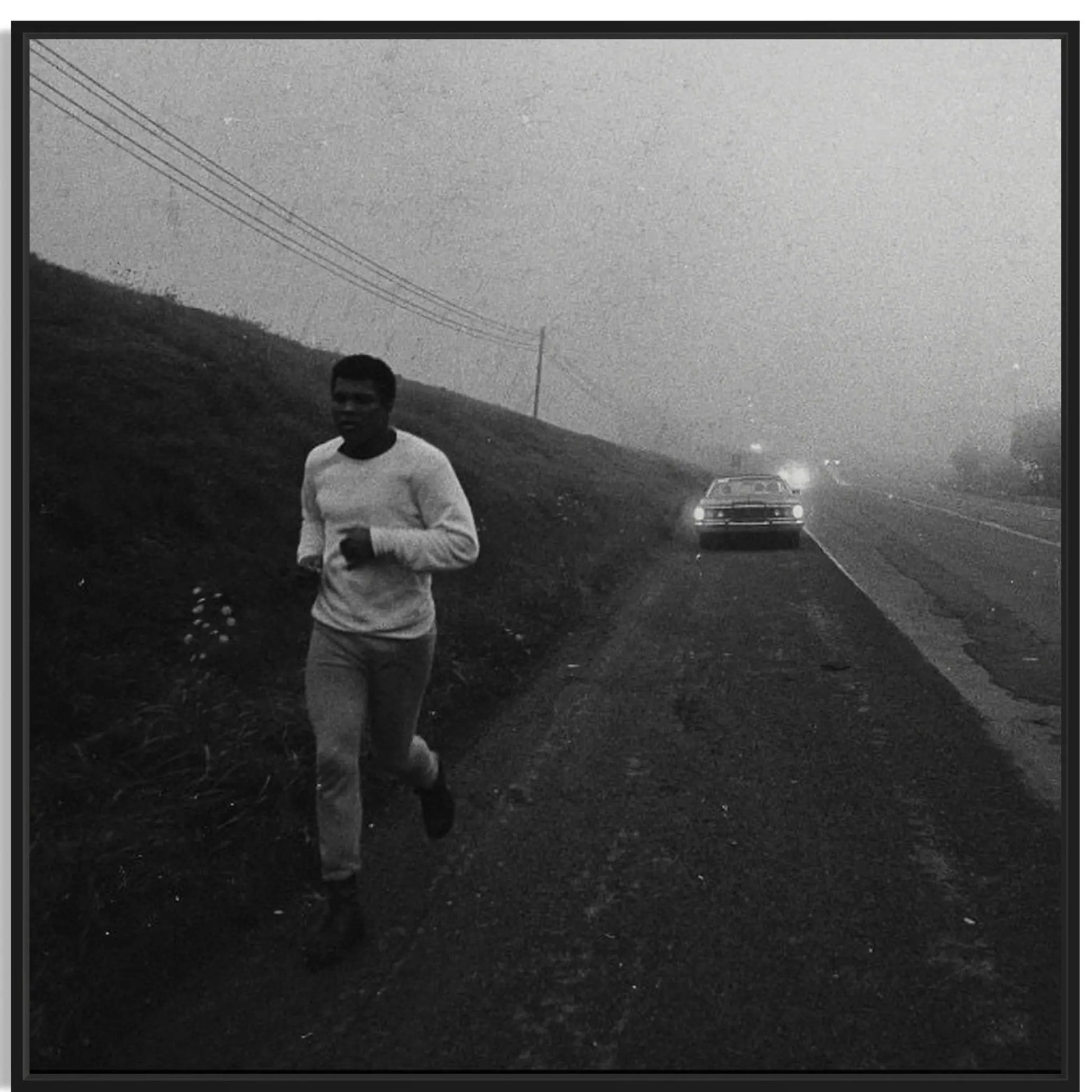 Muhammad Ali jogging canvas – Black & White Training Canvas Wall Art Masterpeacewall