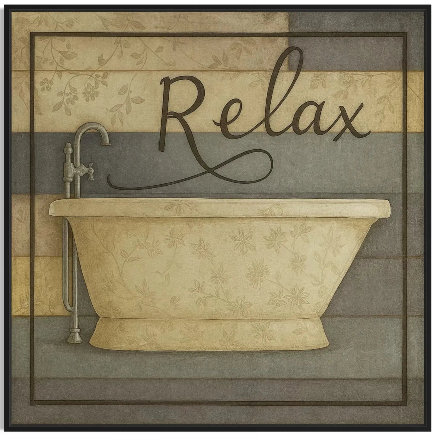 Vintage Bathtub Wall Art – Relax Bathroom Canvas Print Masterpeacewall