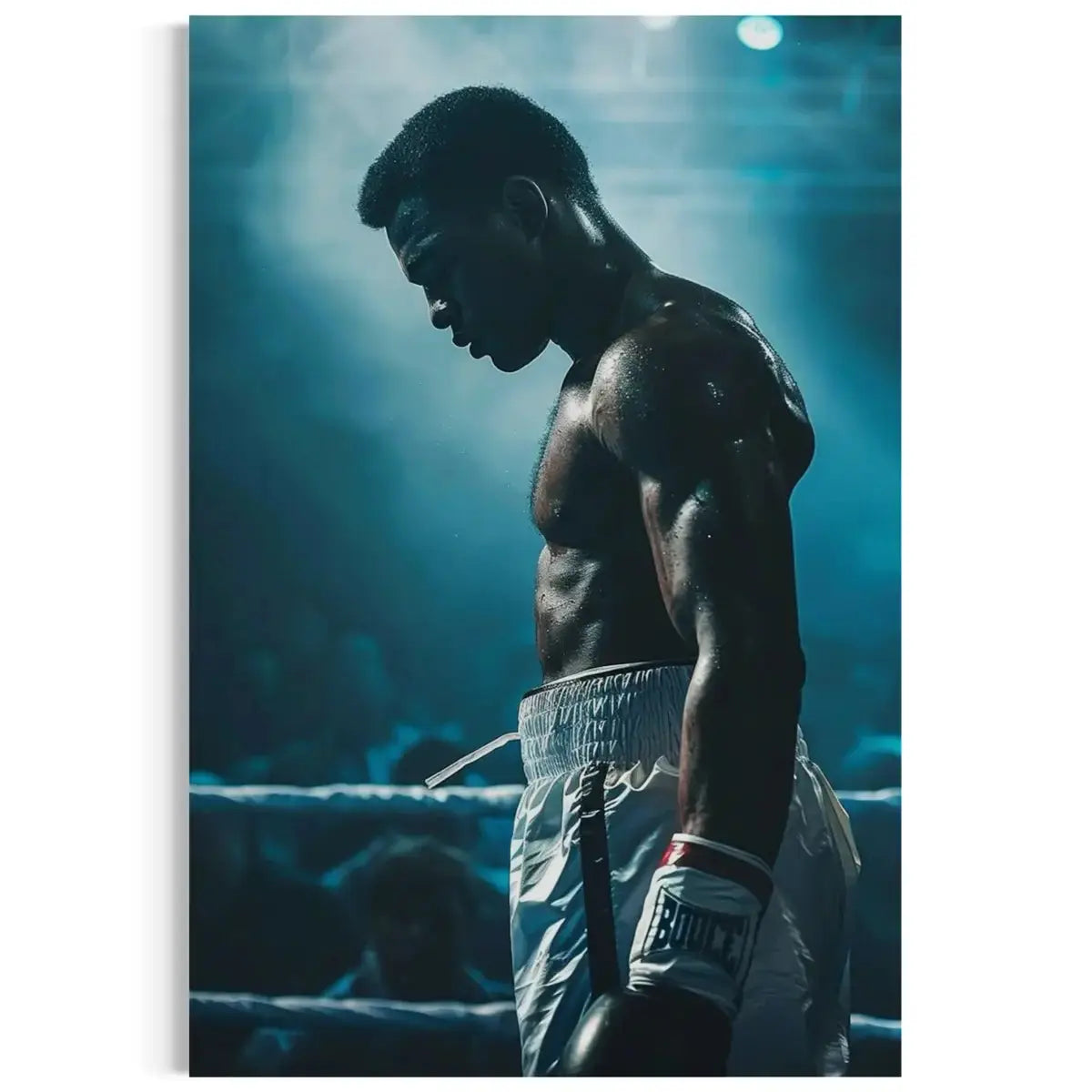 Shadow of the Champion – Motivational Boxer Silhouette Canvas Wall Art