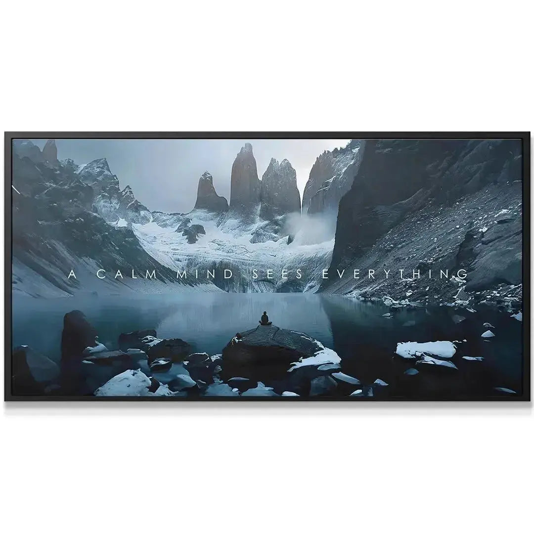 Close-up detail of the solitary figure meditating on a rock, illustrating the power of A Calm Mind.