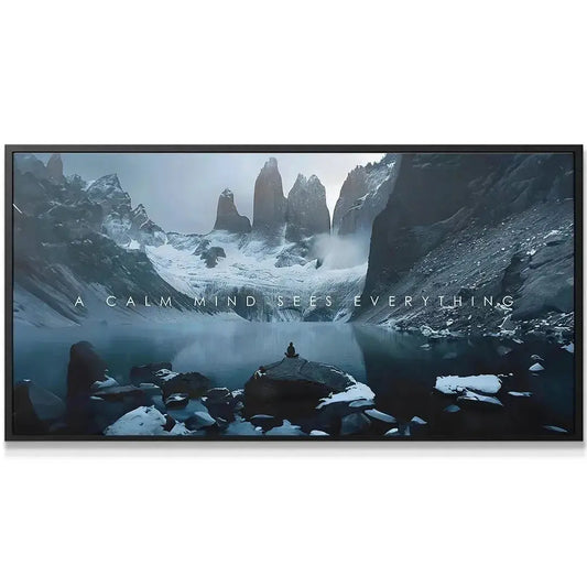 Close-up detail of the solitary figure meditating on a rock, illustrating the power of A Calm Mind.